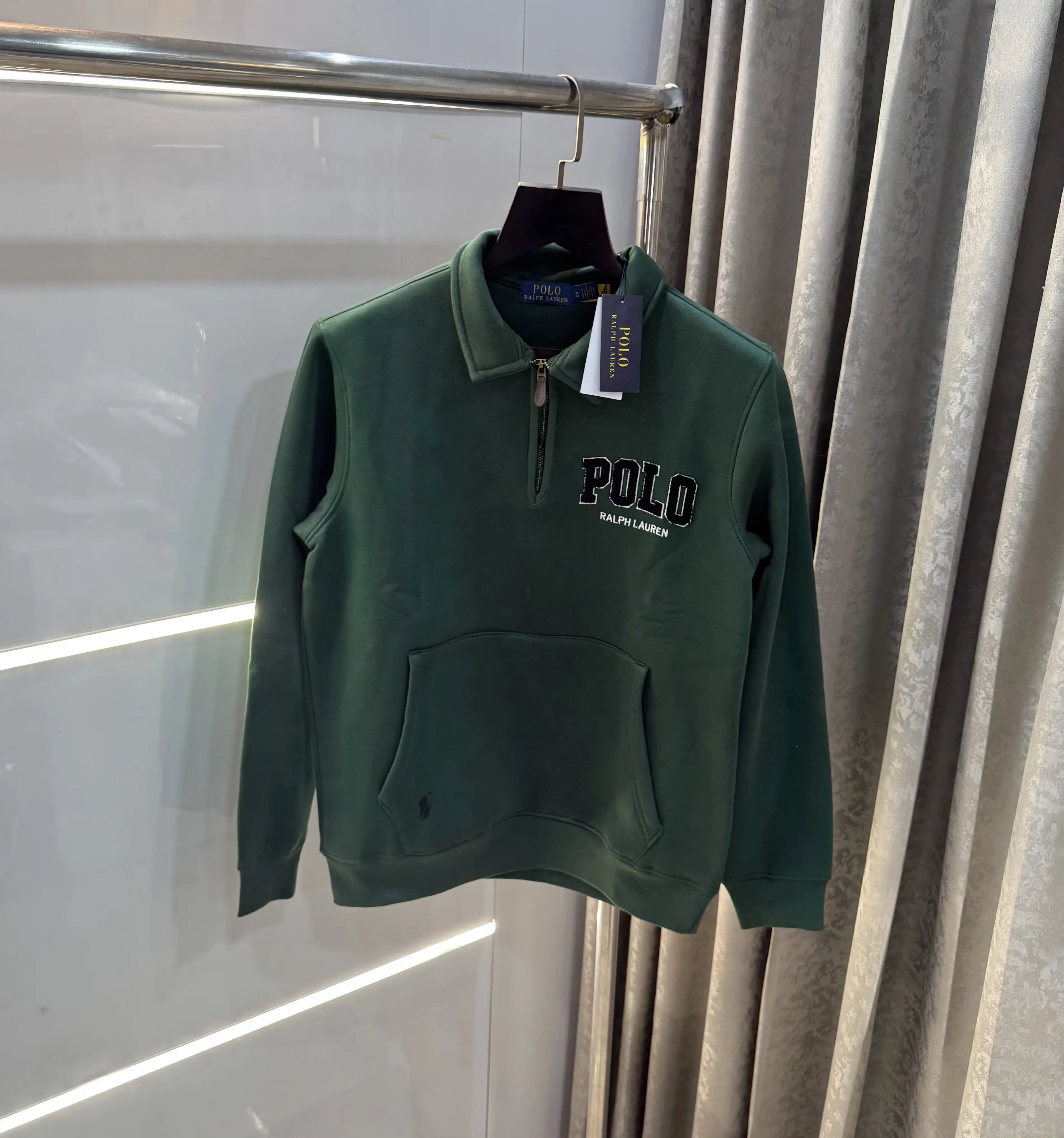 Ralph  Lauren Olive Green Embroidery Logo Imported Sweatshirt