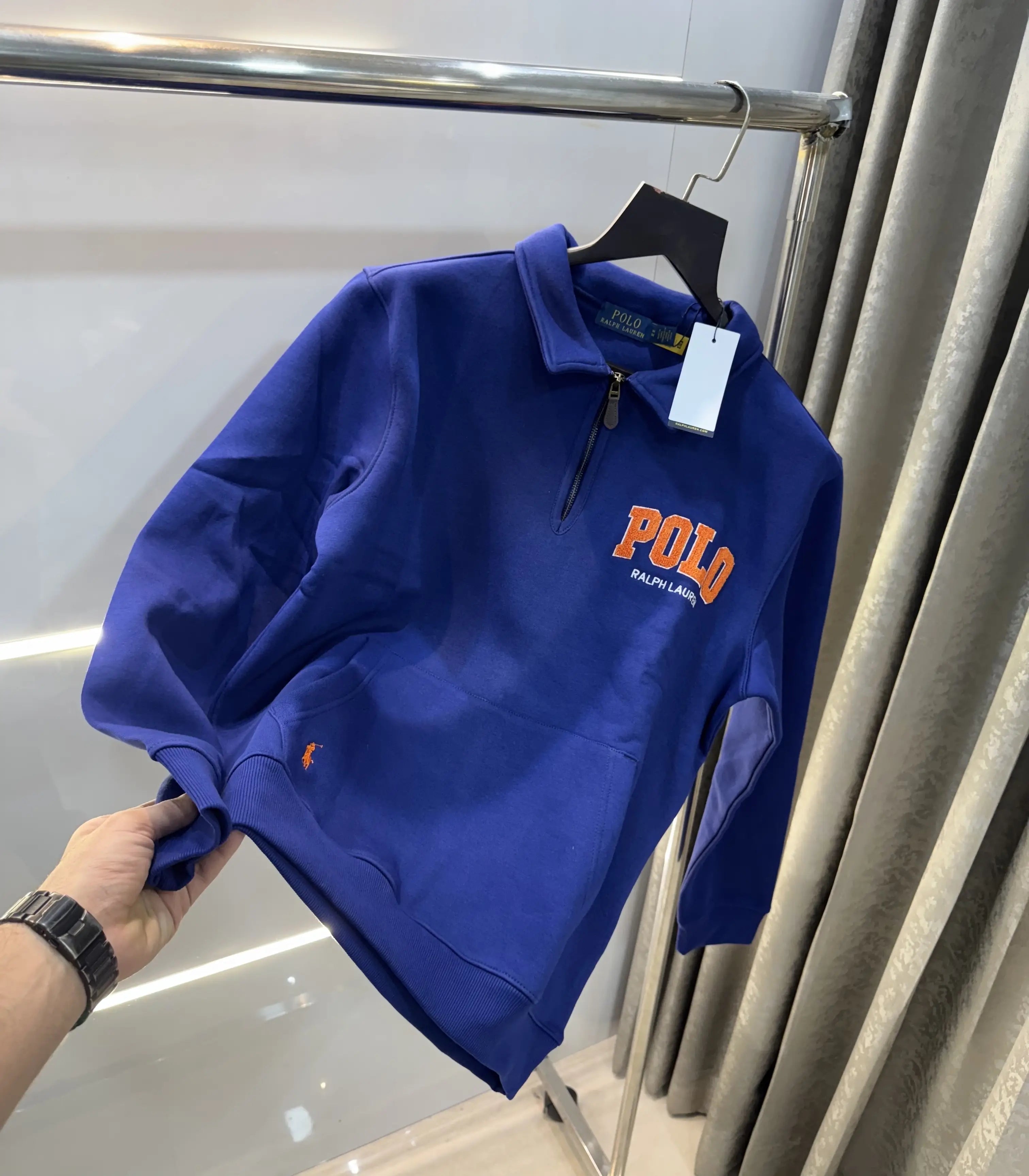 Ralph  Lauren Blue Embroidery Logo Imported Sweatshirt