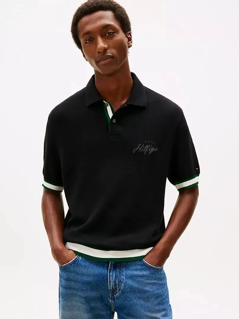 Tommy  Hilfiger Black Premium Polo T-Shirt