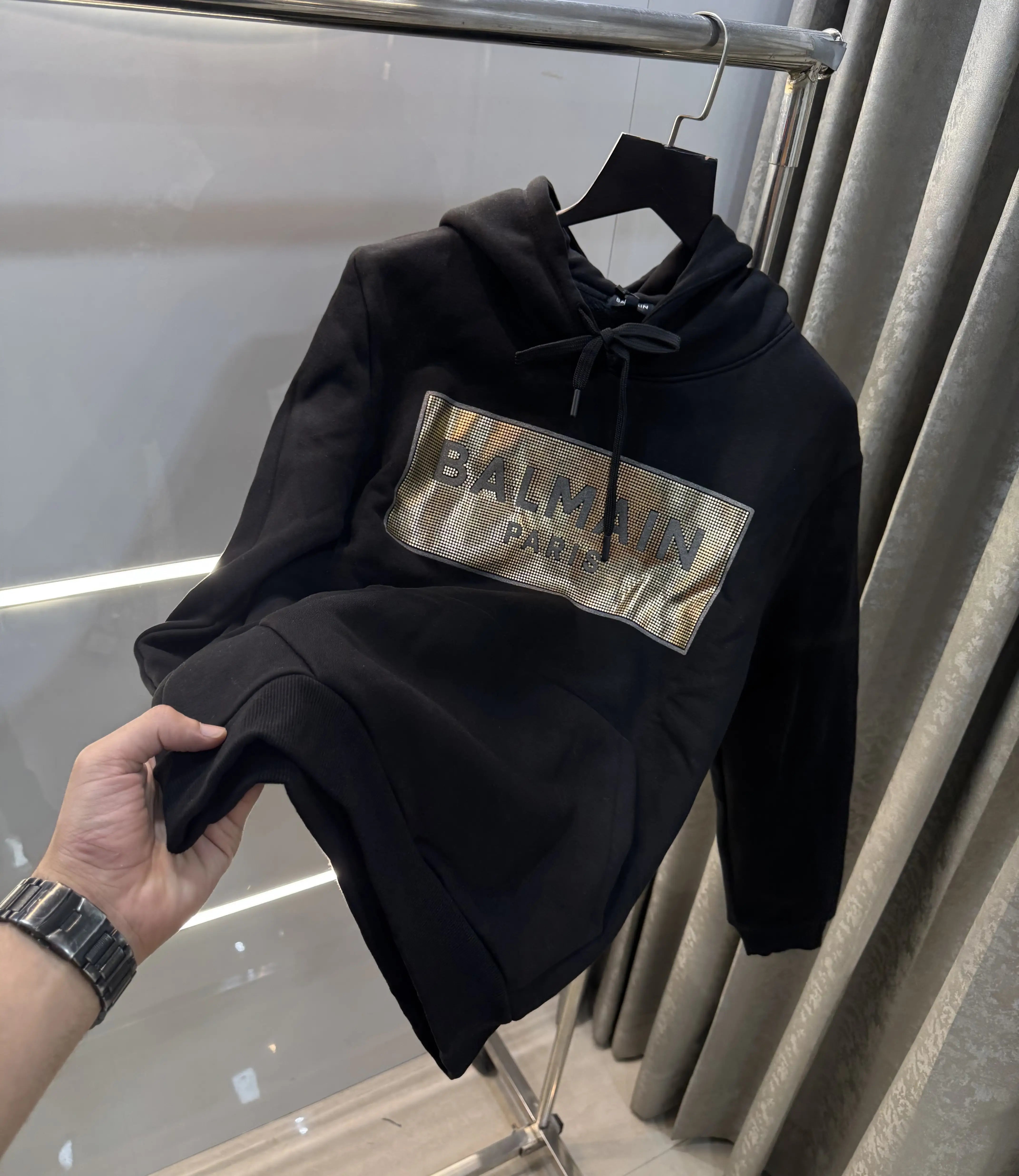 Balmai n Paris Black Logo Print Imported Hoodie Main image