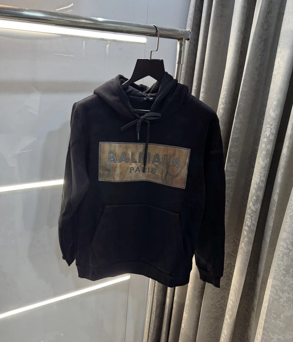 Balmai n Paris Black Logo Print Imported Hoodie