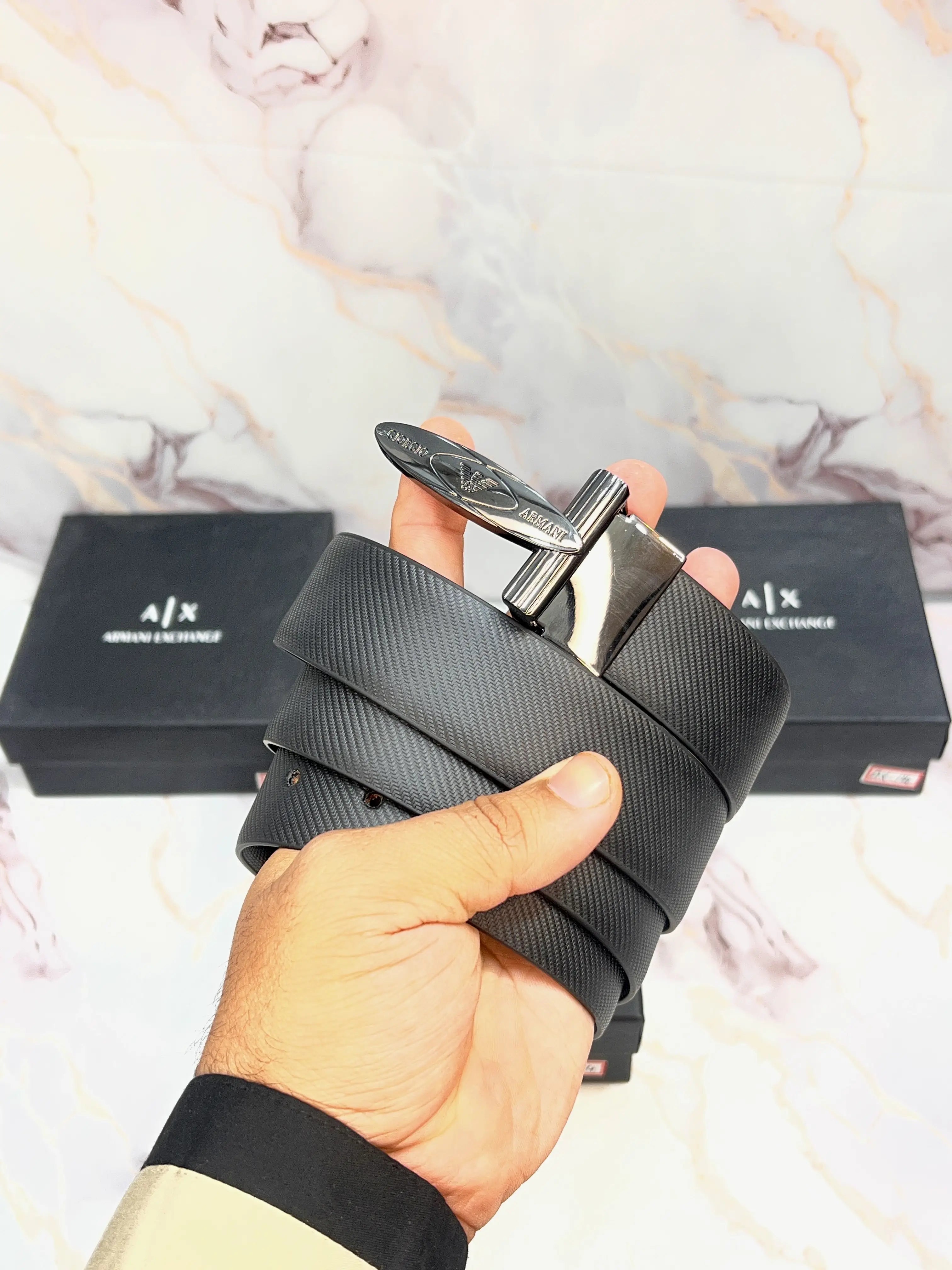 AX ARMANI EXCHANGE PREMIUM QUALITY IMPORTED REVERSIBLE BELT WITH OG BOX
