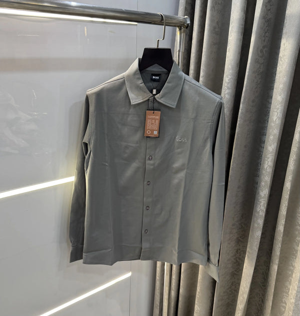 Hugo  Boss Light Grey Embroidery Logo Imported Lycra Shirt