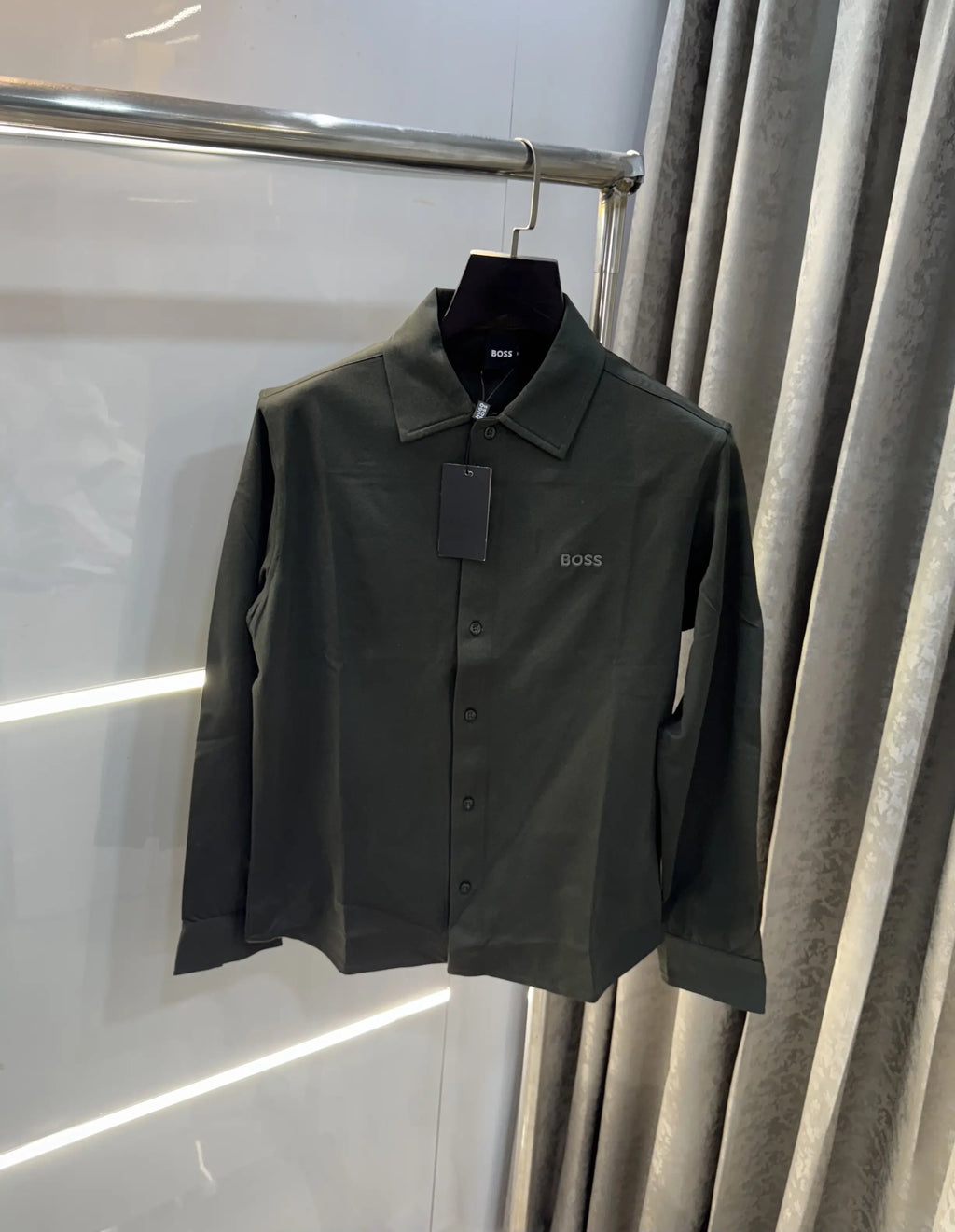 Hugo  Boss Olive Embroidery Logo Imported Lycra Shirt