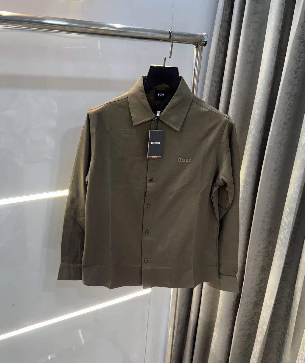 Hugo  B0ss! Brown Embroidery Logo Imported Lycra Shirt