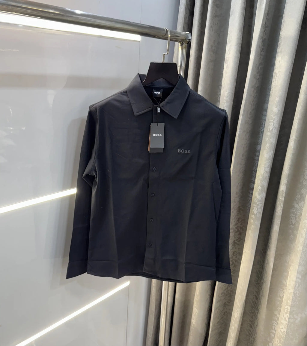 Hugo  Boss Navy Blue Embroidery Logo Imported Lycra Shirt