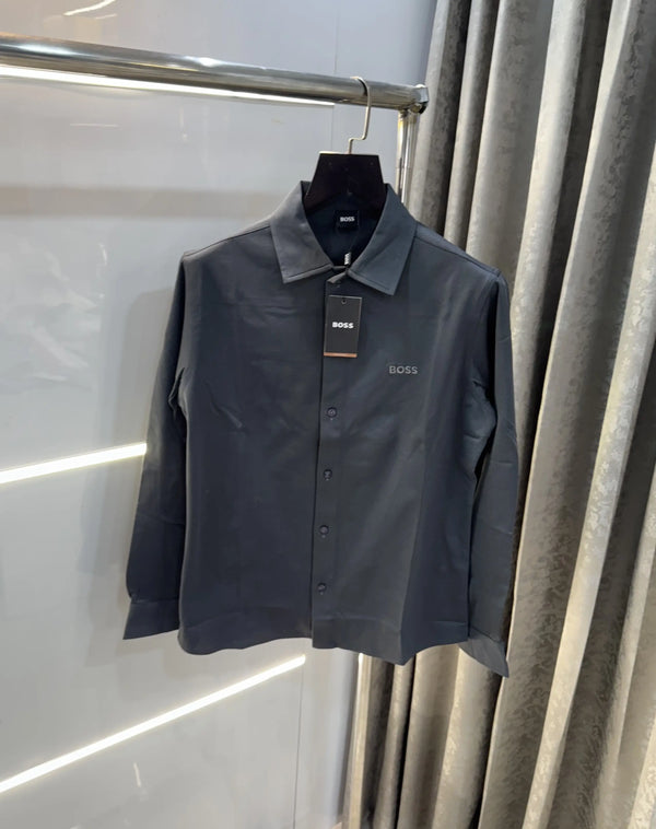 Hugo  bo-ss Dark Grey Embroidery Logo Imported Lycra Shirt