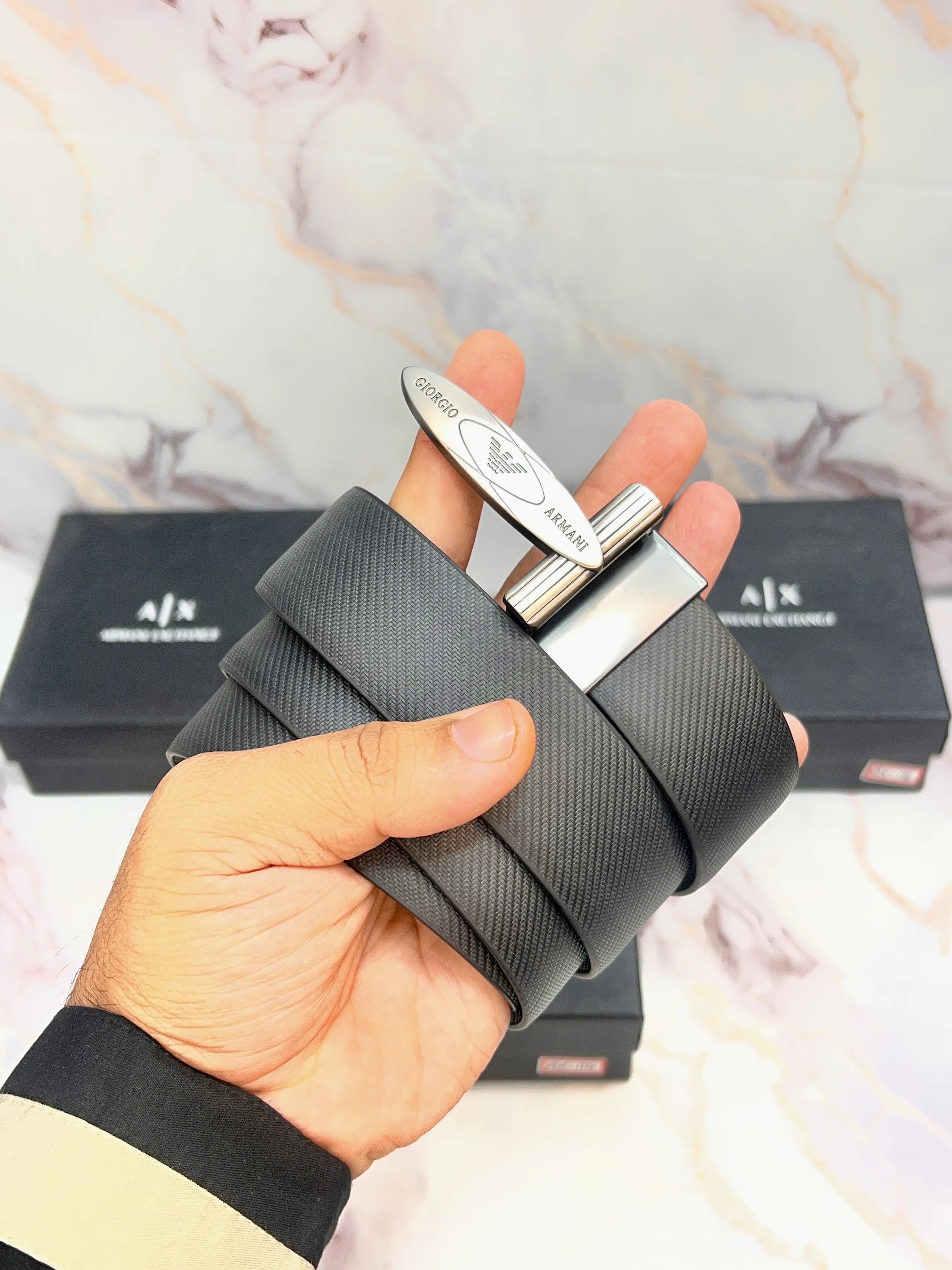 AX ARMAN_I EXCHANGE PREMIUM QUALITY IMPORTED REVERSIBLE BELT WITH OG BOX