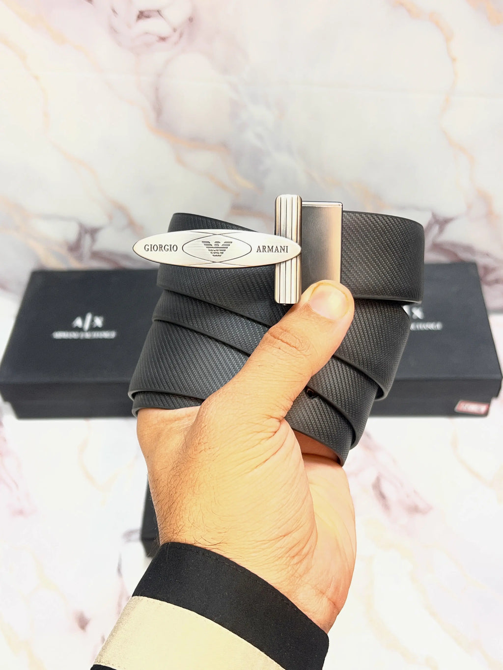 AX ARMAN_I EXCHANGE PREMIUM QUALITY IMPORTED REVERSIBLE BELT WITH OG BOX