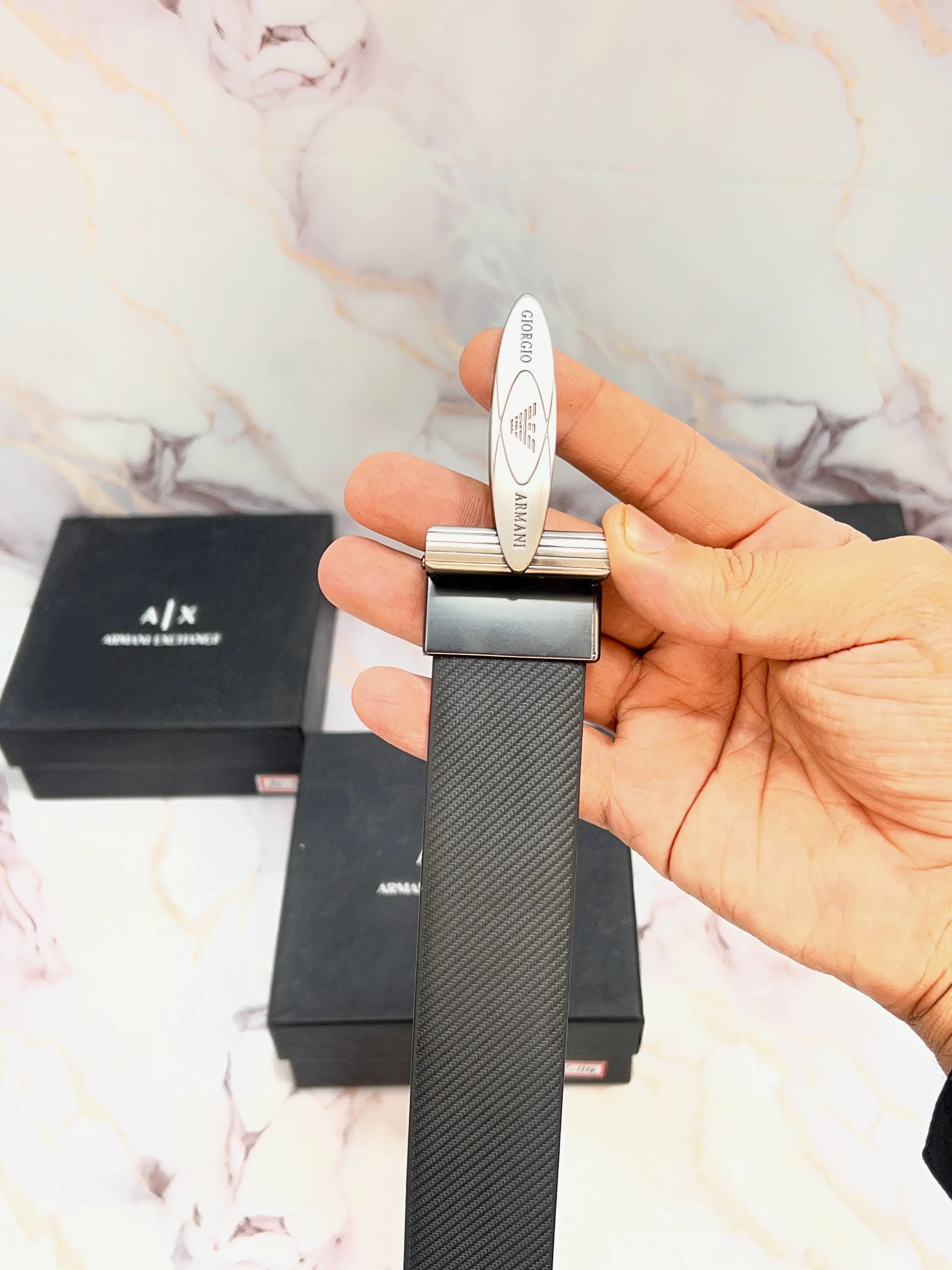 AX ARMAN_I EXCHANGE PREMIUM QUALITY IMPORTED REVERSIBLE BELT WITH OG BOX