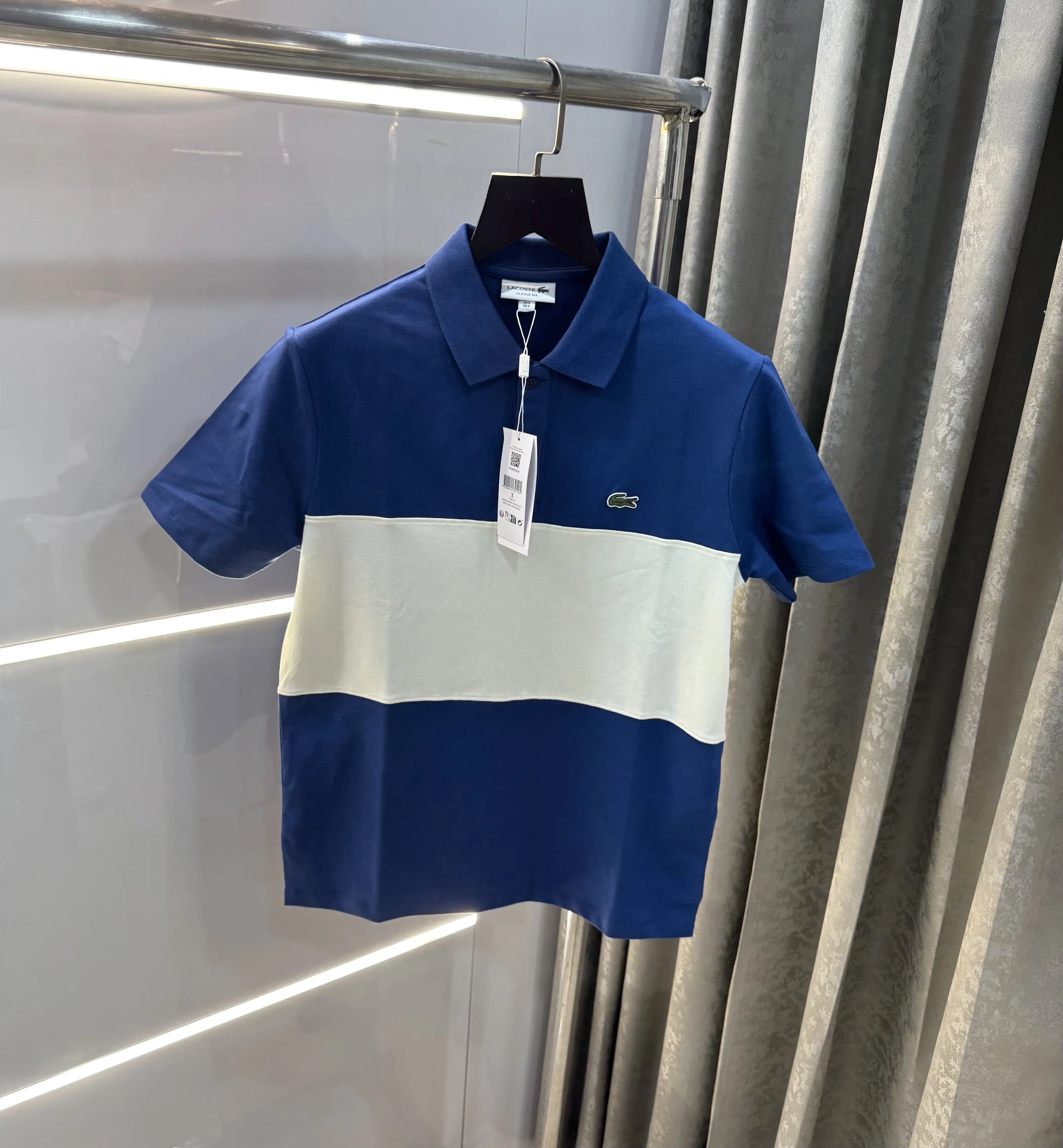 Lacost e White Blue Premium Polo T-Shirt