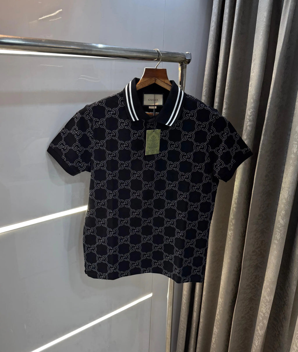 Gucc i Black Collar Look Imported Polo T-Shirt