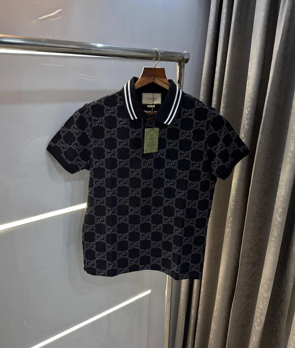Gucc i Black Collar Look Imported Polo T-Shirt