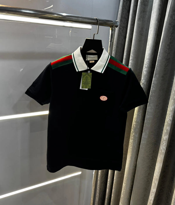 Gucc i Black Collar Look Imported Polo T-Shirt