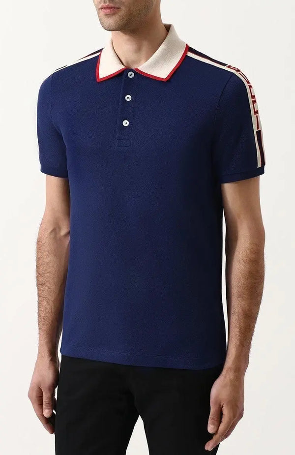 Gucc i P.blue Collar Look Imported Polo T-Shirt