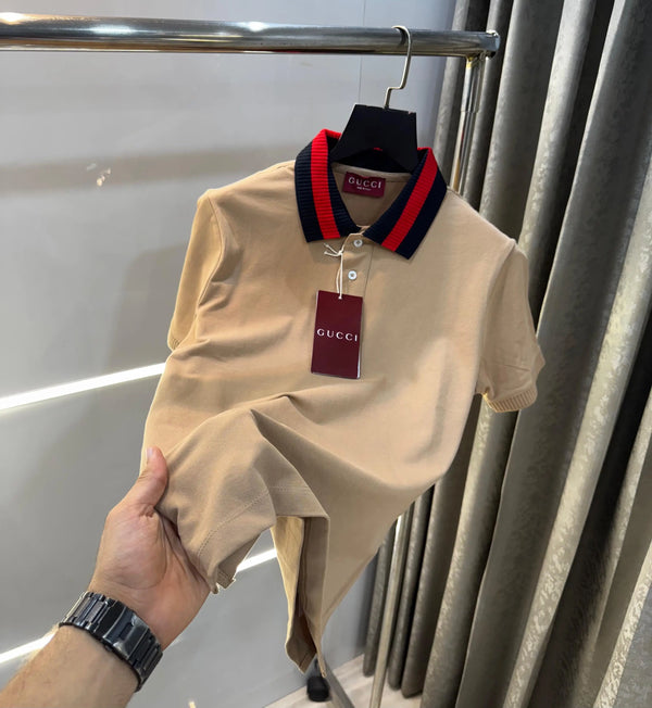 Gucc i Baige Collar Look Imported Polo T-Shirt