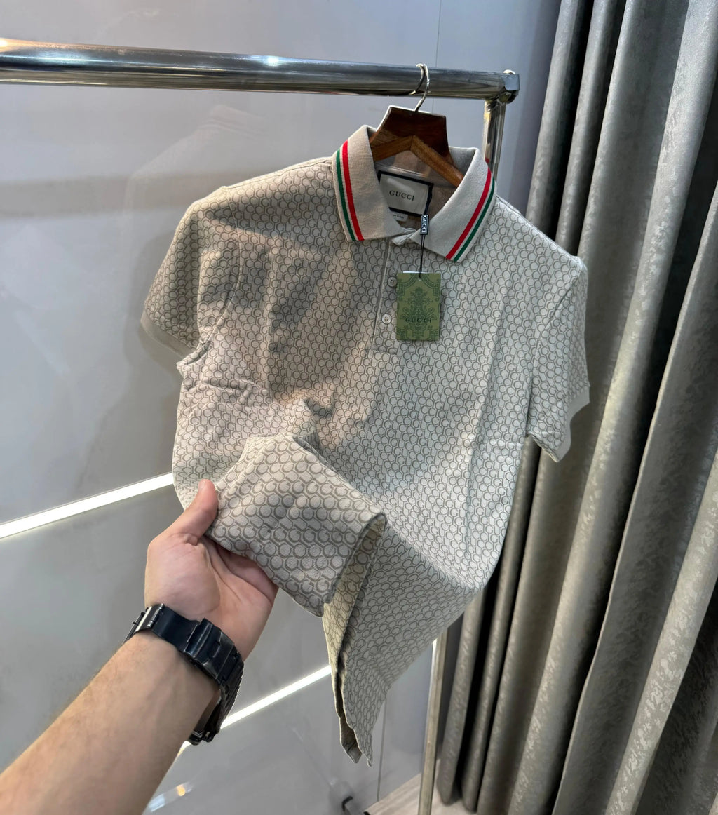Gucc i Baige Collar Look Imported Polo T-Shirt