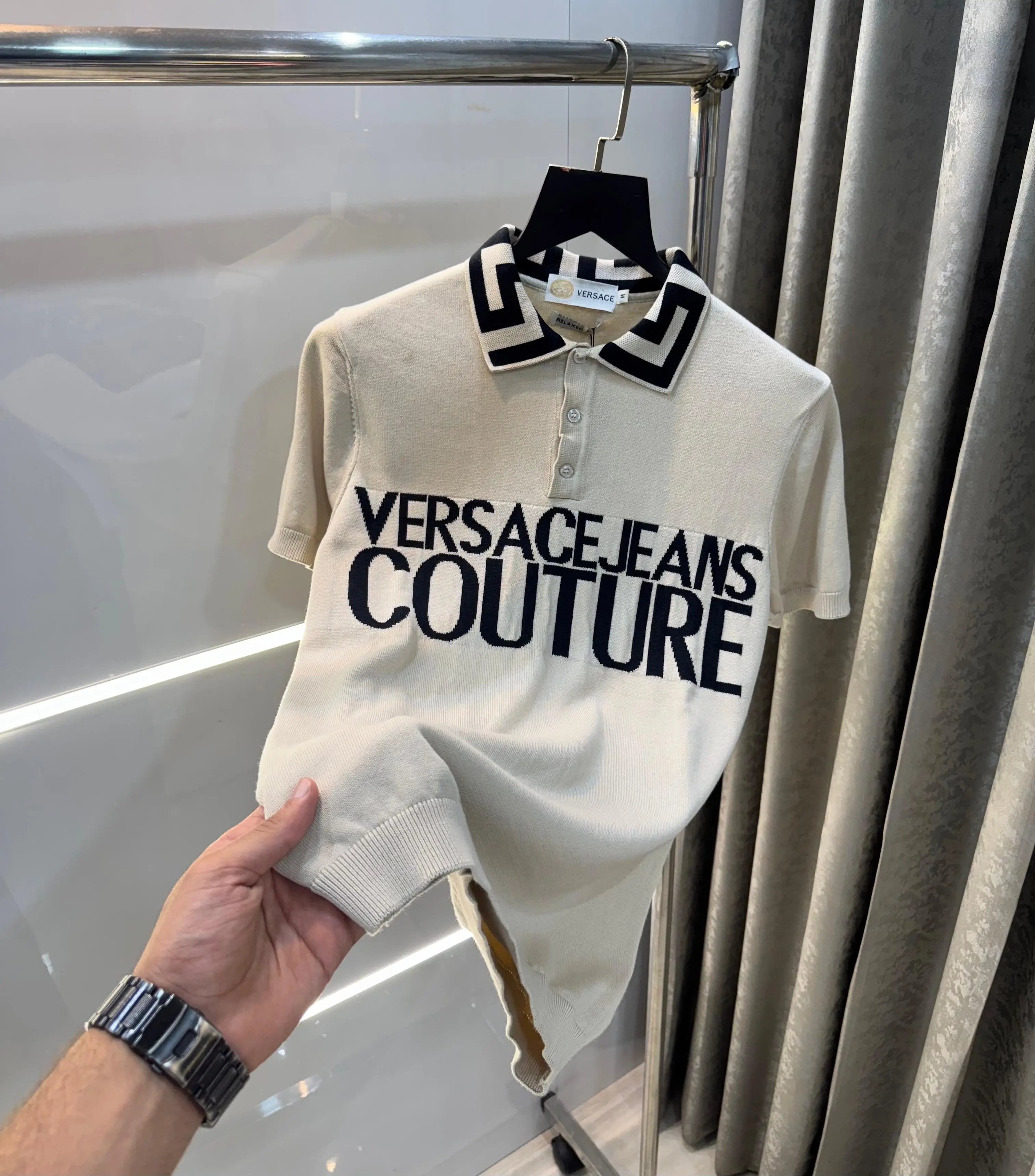 Versac e couture  Beige Designer Imported Knitted T-Shirt