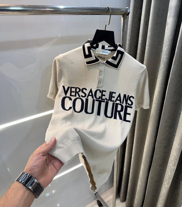 Versac e couture  Beige Designer Imported Knitted T-Shirt