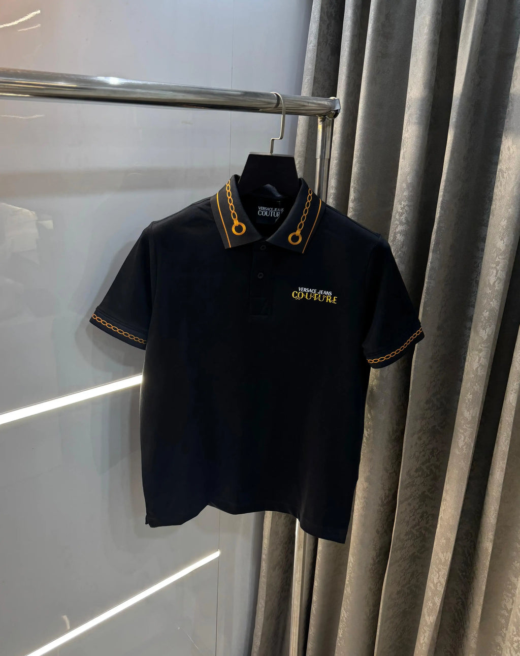 Versac e Couture Black Collar Logo Imported Polo T-Shirt