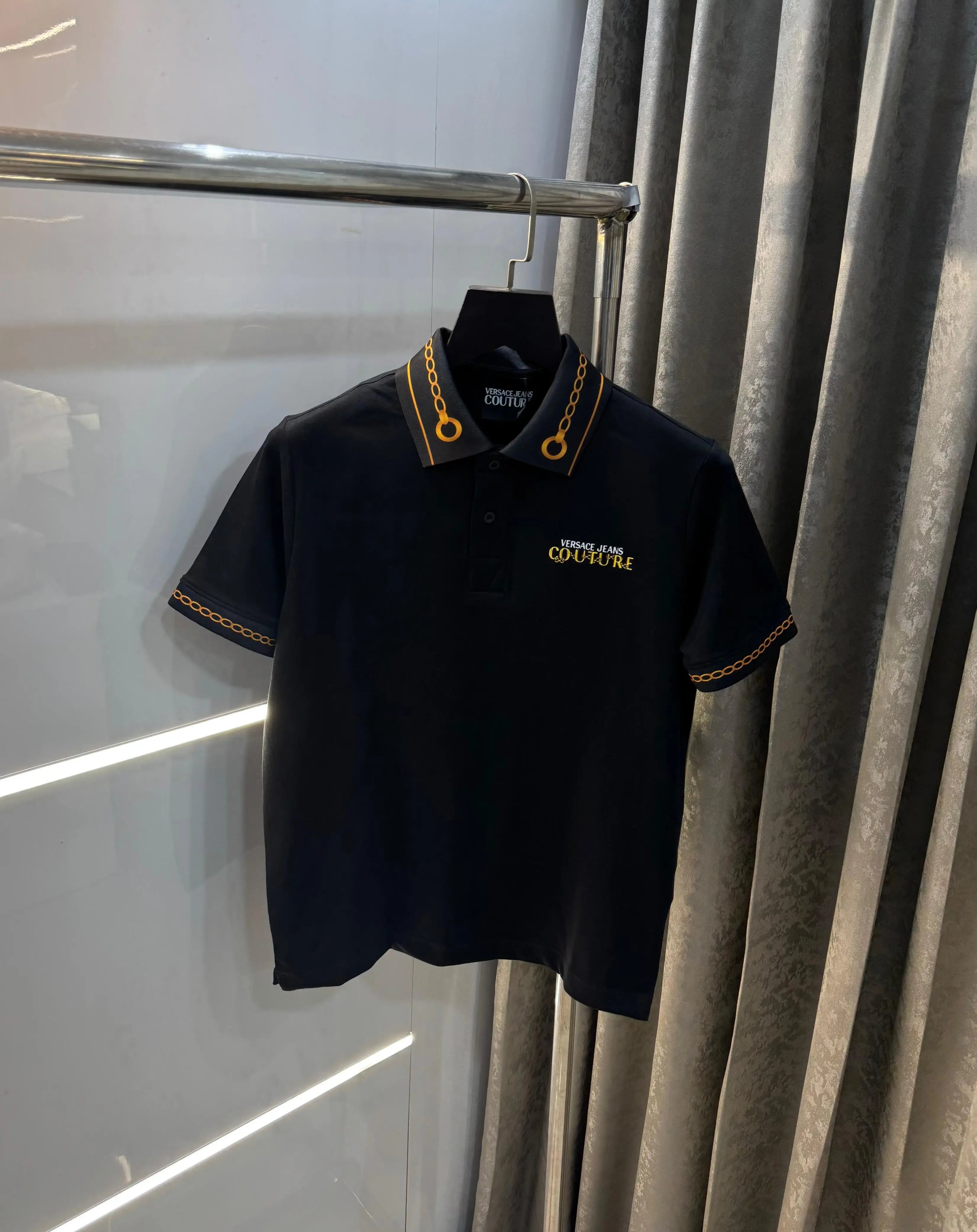 Versac e Couture Black Collar Logo Imported Polo T-Shirt