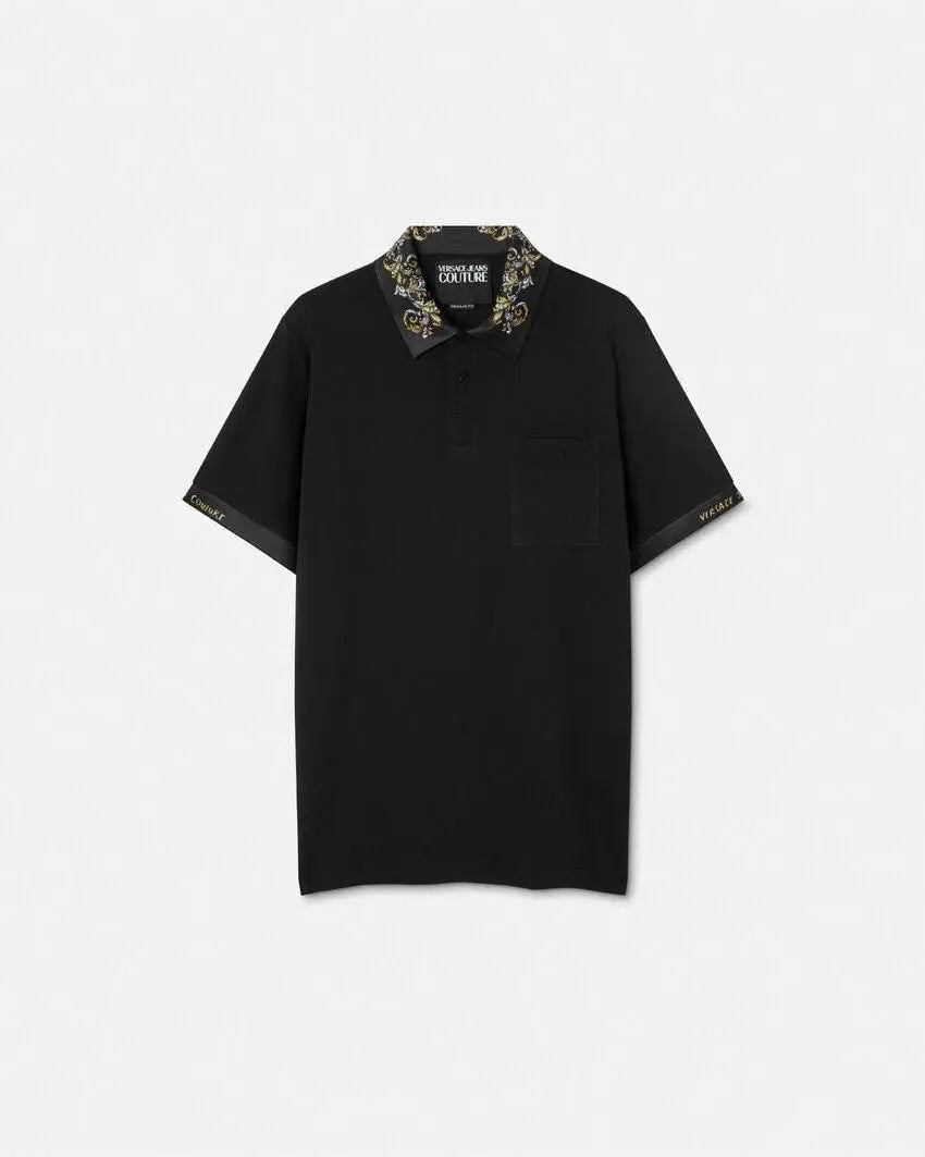 Versac e Couture Black Collar Logo Imported Polo T-Shirt