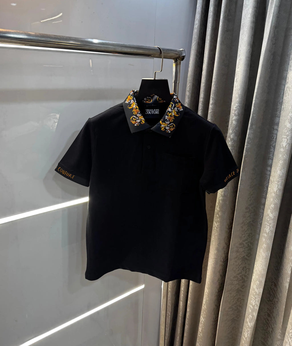 Versac e Couture Black Collar Logo Imported Polo T-Shirt