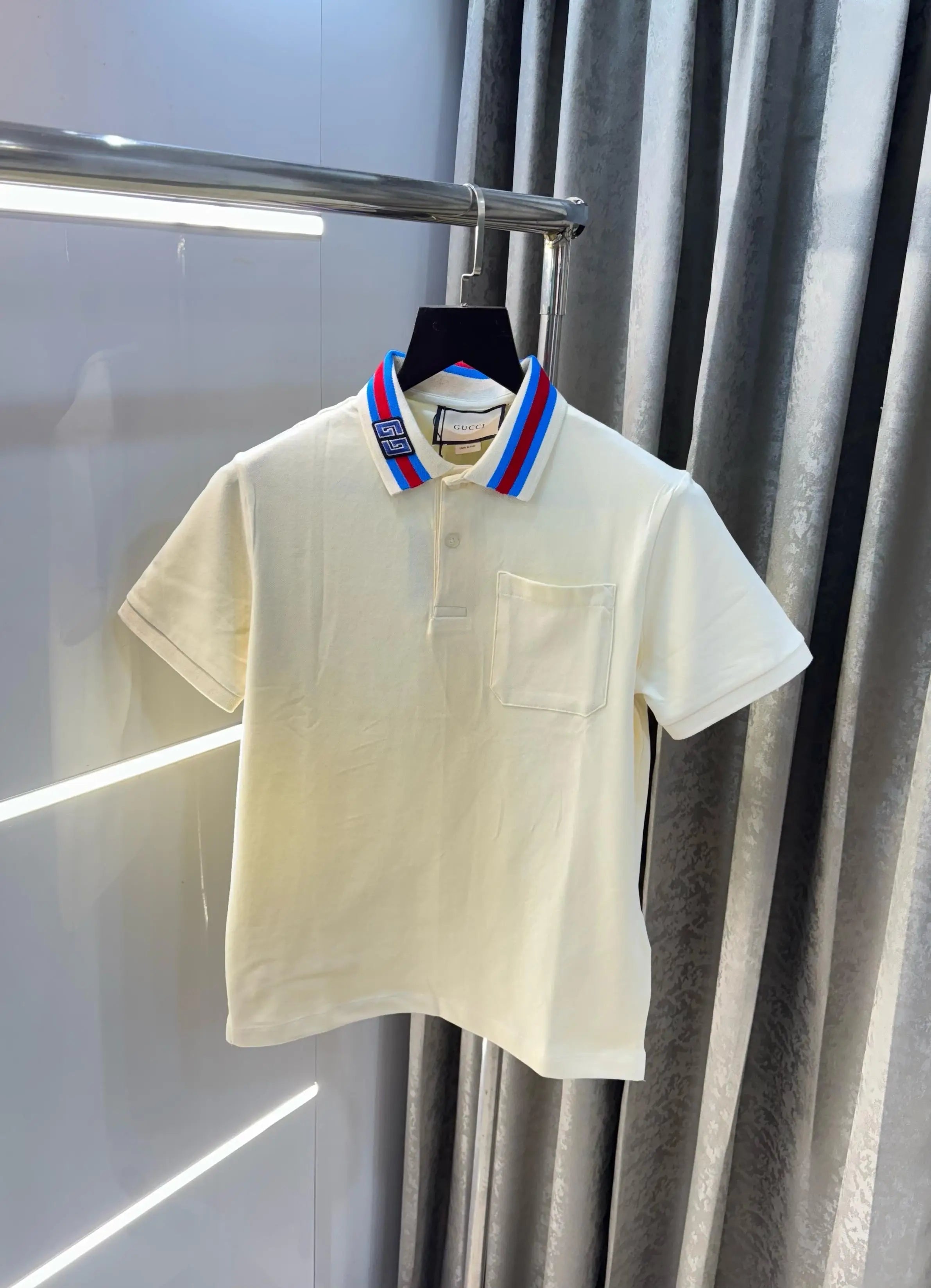 Gucc i creem Collar Look Imported Polo T-Shirt
