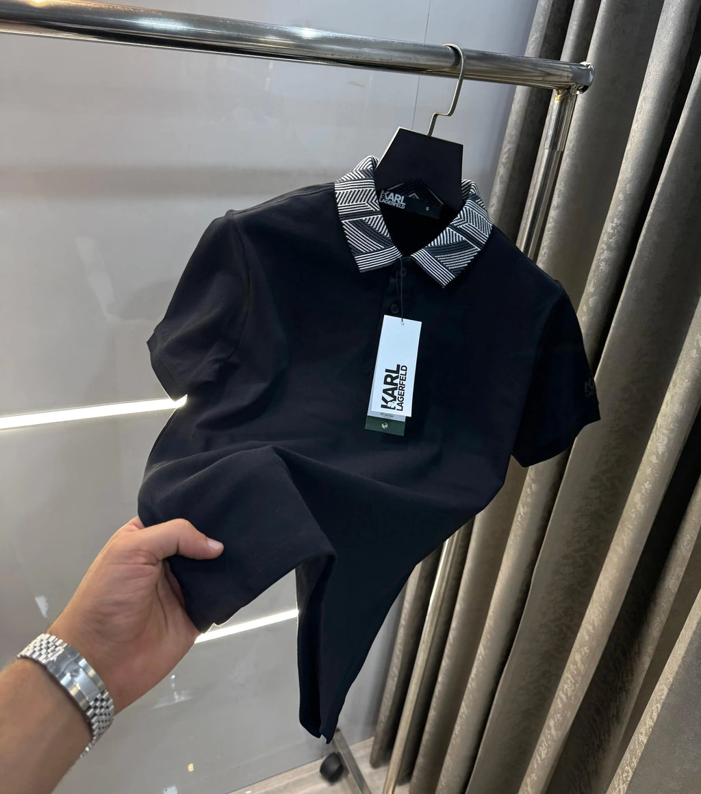 Karl Lagerfled Black Collar Imported Polo T-Shirt