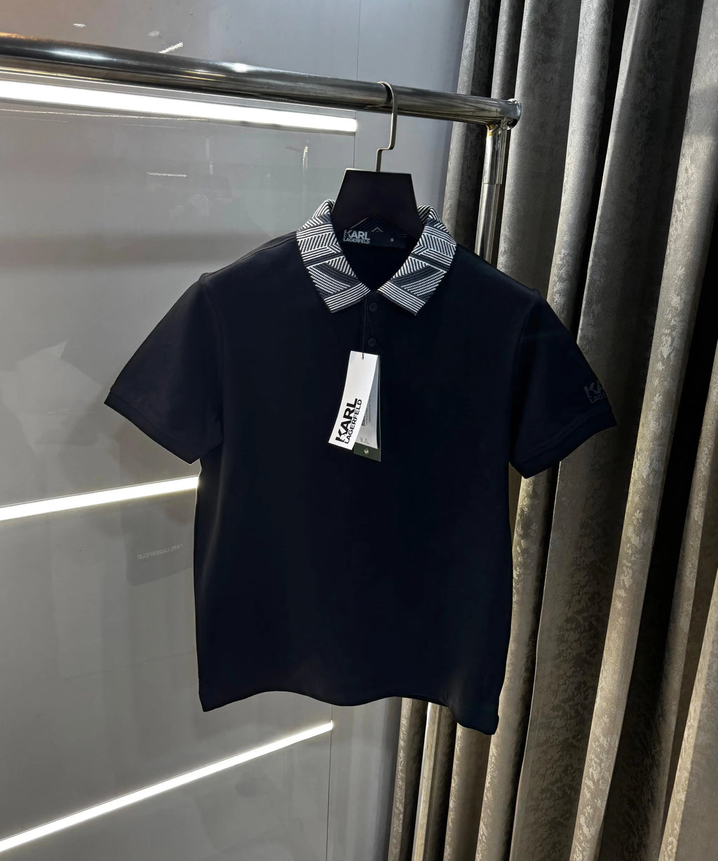 Karl Lagerfled Black Collar Imported Polo T-Shirt