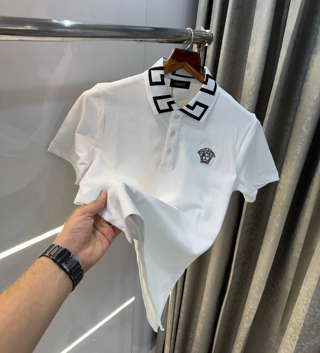 Versac e Couture White Collar Logo Imported Polo T-Shirt