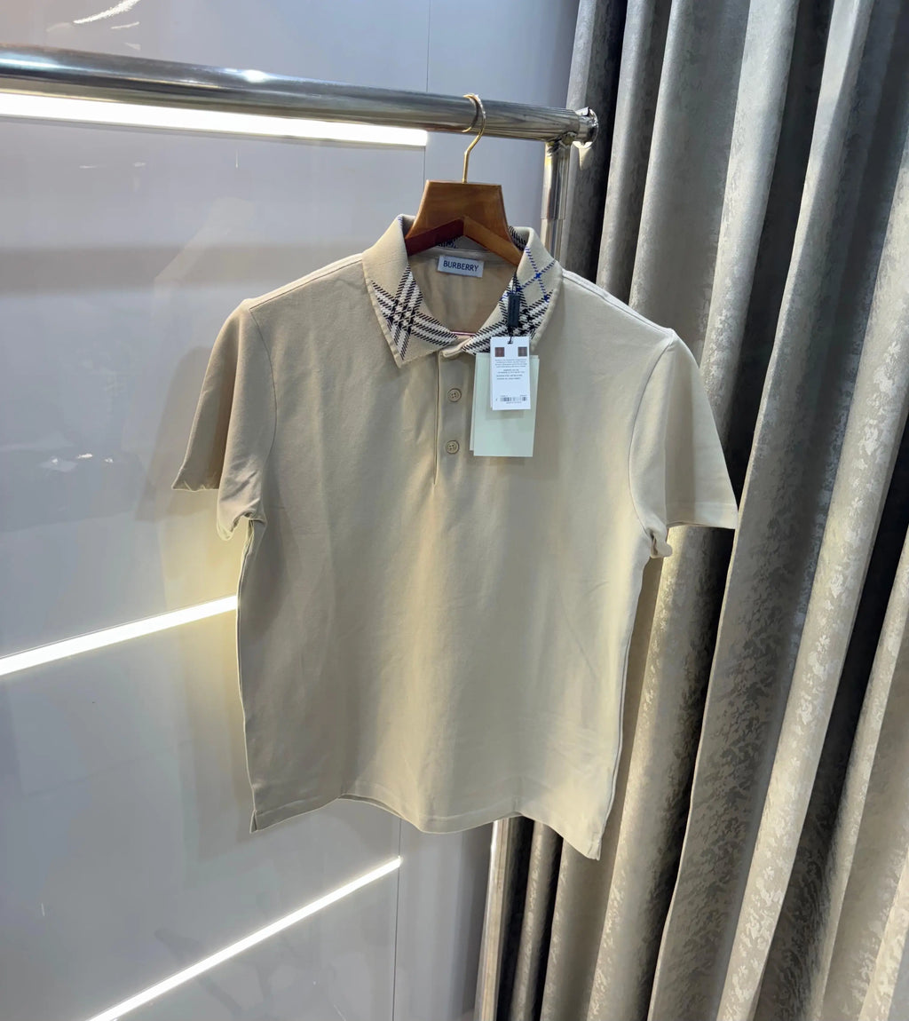 Burberr y Baige Collar Look Premium Classic Polo T-Shirt
