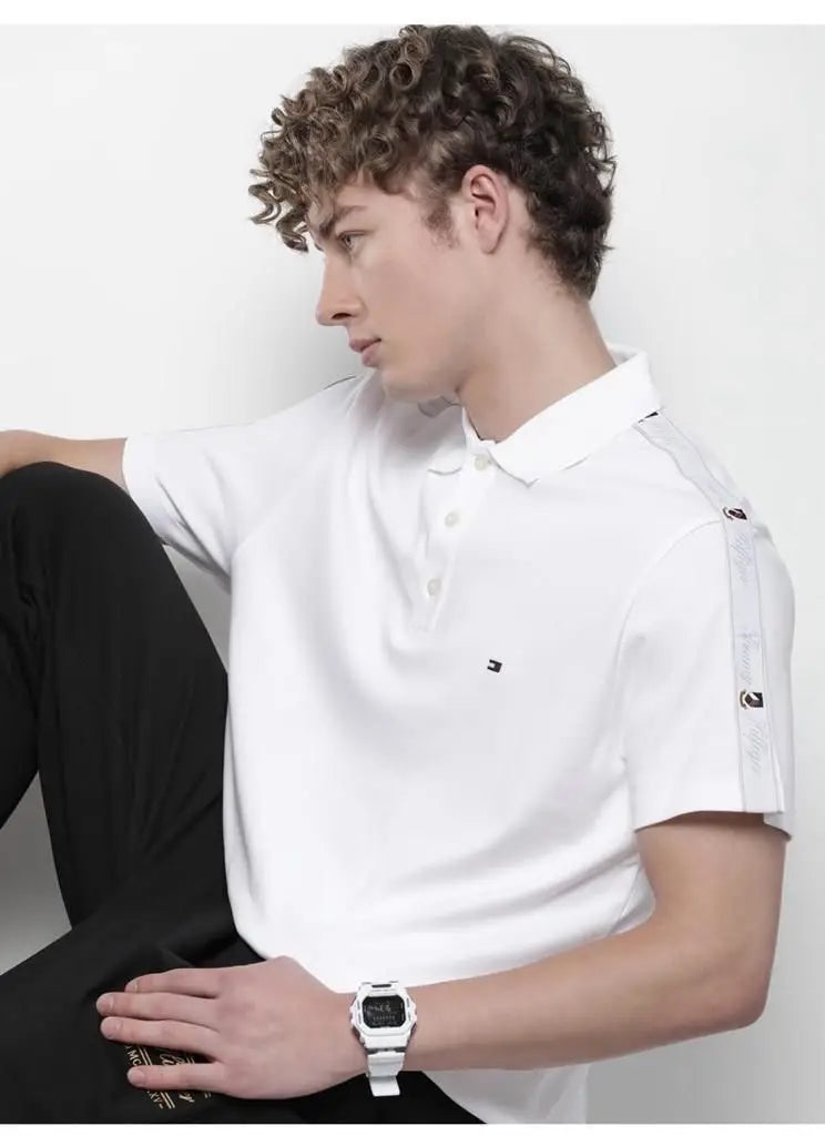 Tomm y Hilfiger White Shoulder Look Premium Polo T-Shirt Main image