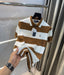 Ralph Laure n Brown StR·Ipes Premium Knitted Polo T-Shirt