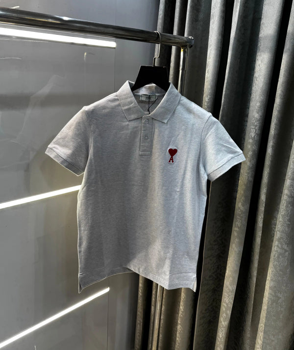 Ami paris Grey  Logo Print Premium Imported T-Shirt
