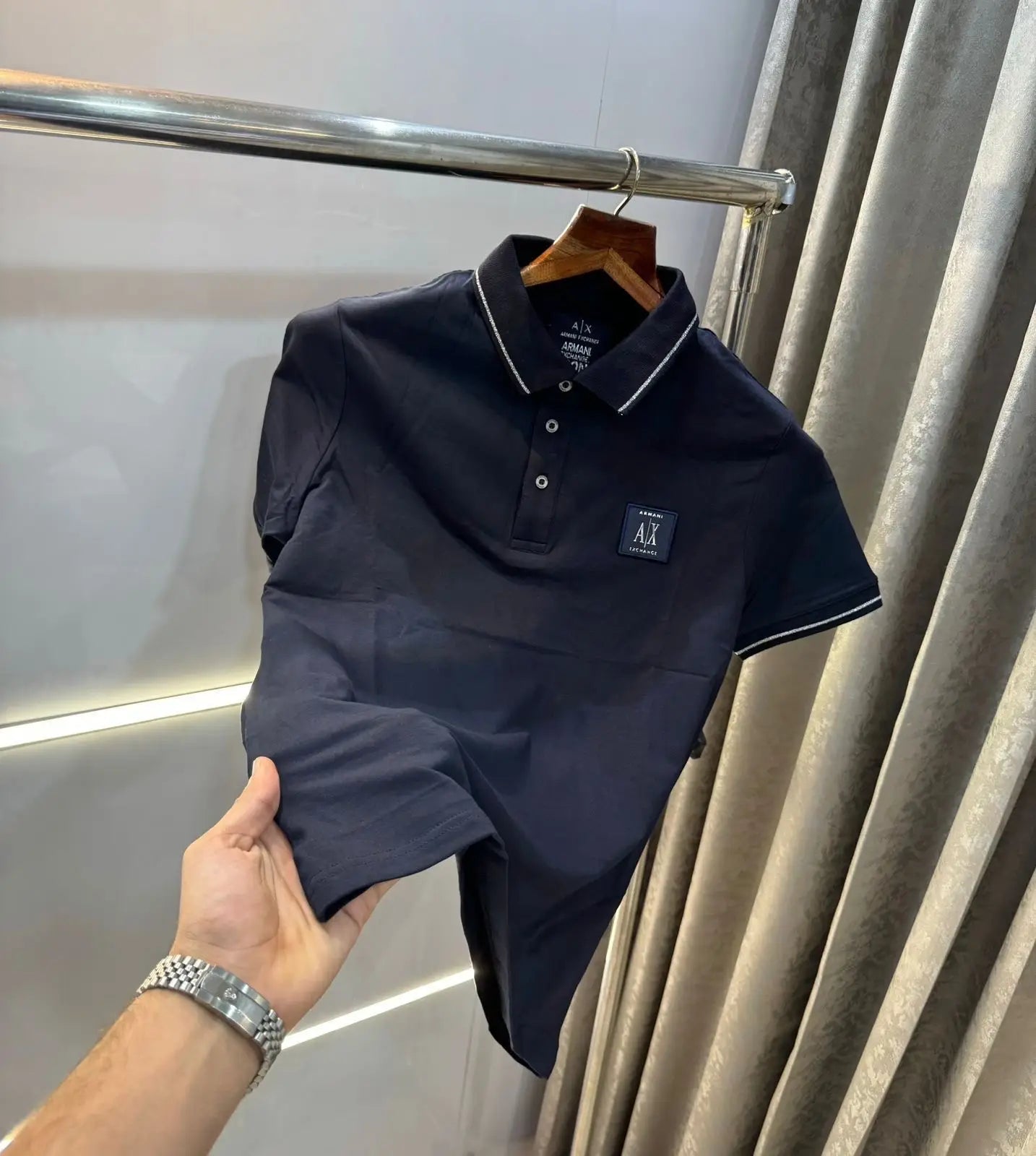 Arman i Exchange Navy Blue Patch Logo Premium Polo T-Shirt Secondary image