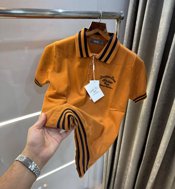 Christian Dio r Brown Knitted Imported Polo T-Shirt
