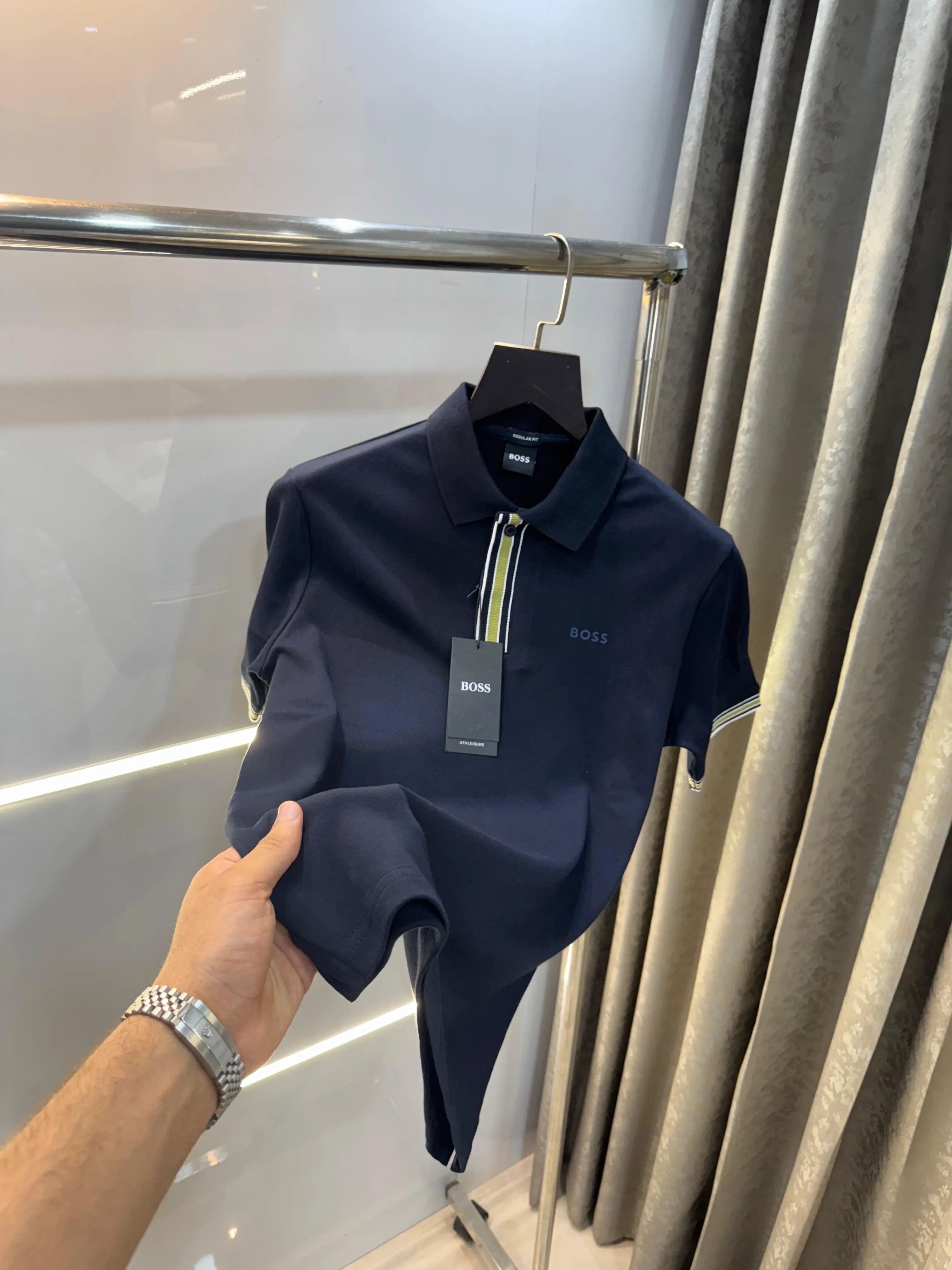 Hugo Bos s Navy Blue Premium Polo T-Shirt