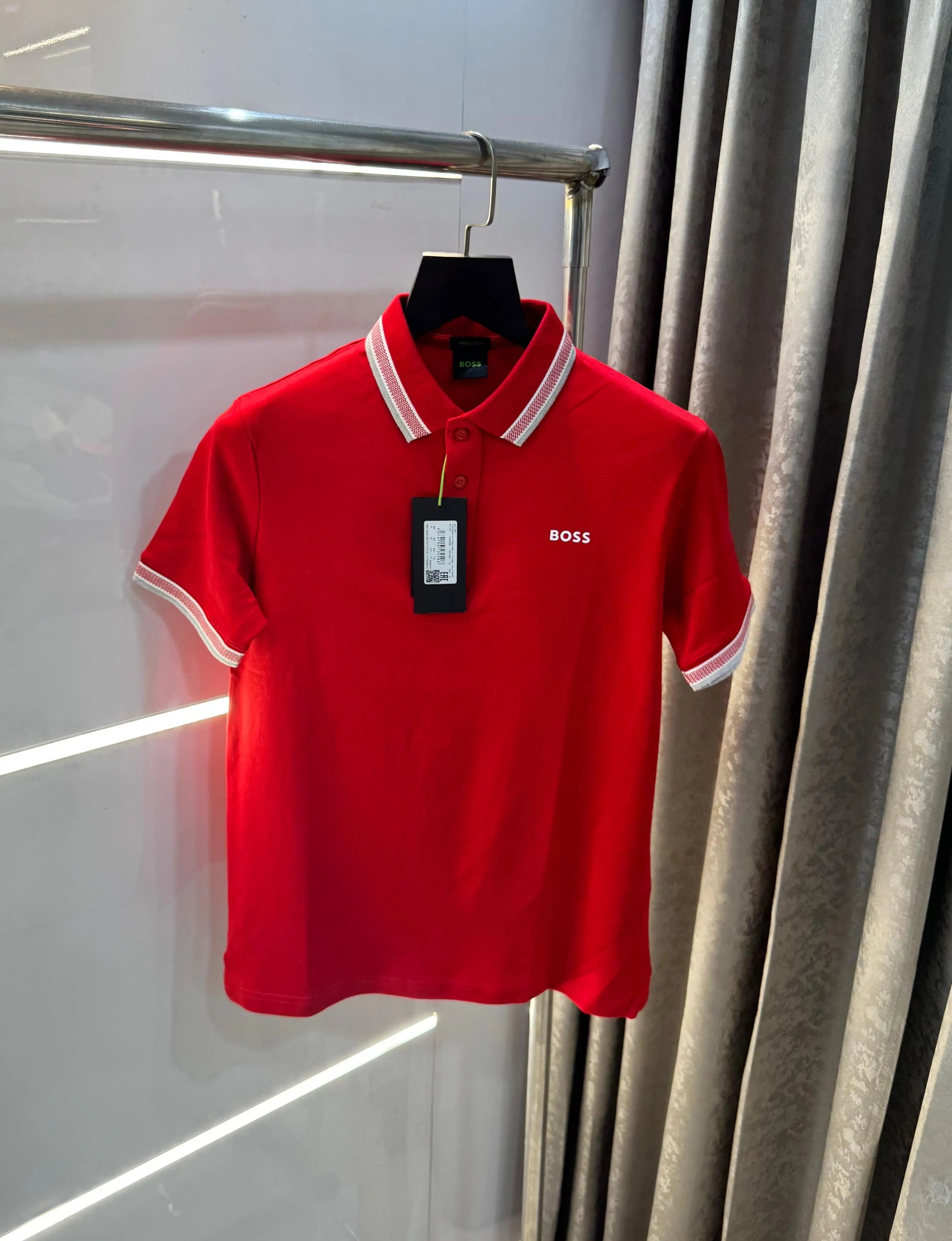 Hugo Bos s Red Collar Look Premium Polo T-Shirt