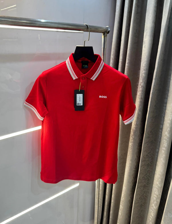 Hugo Bos s Red Collar Look Premium Polo T-Shirt