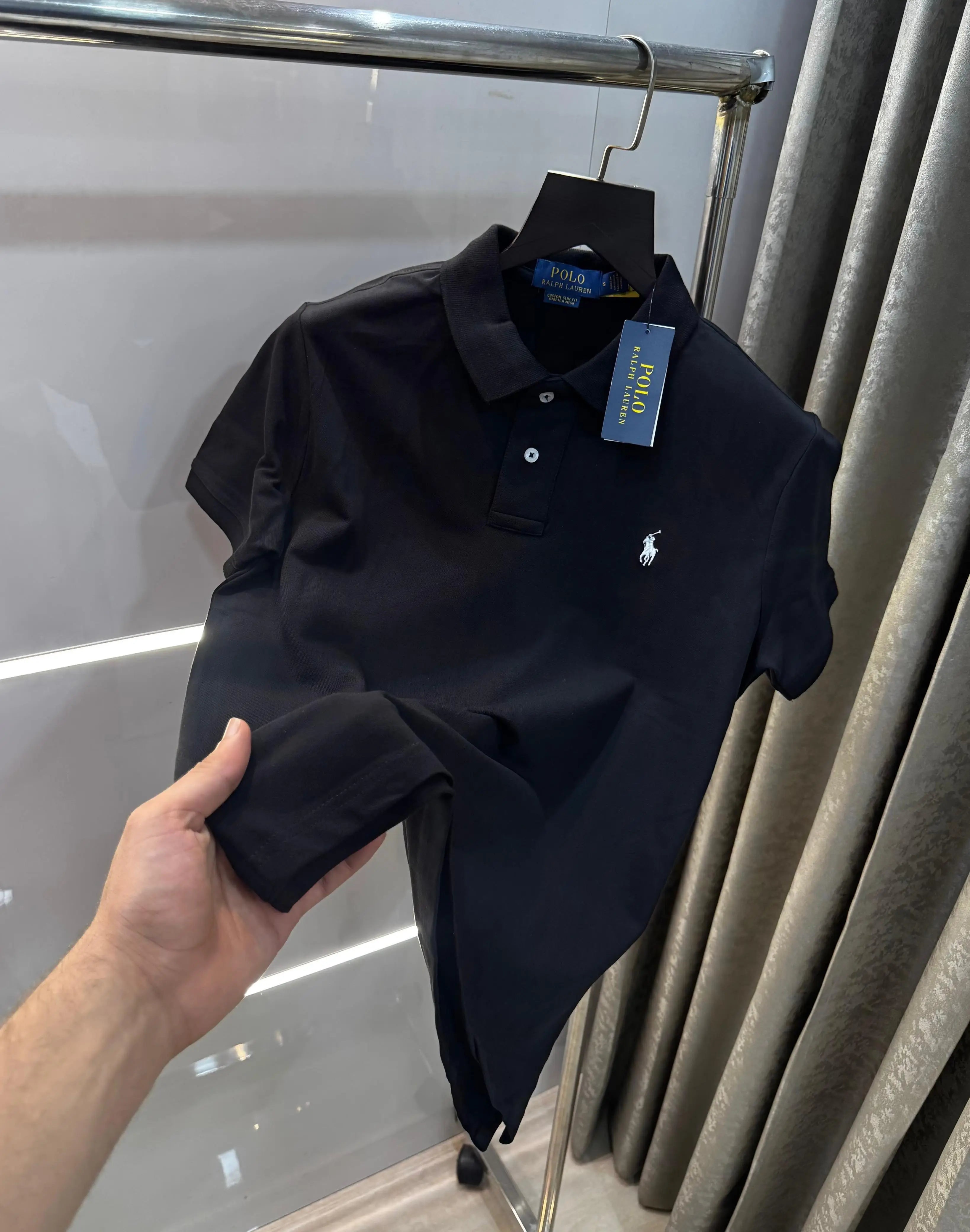 Ralph Laure Black White  logo Embroidery Logo Classic Polo T-Shirt