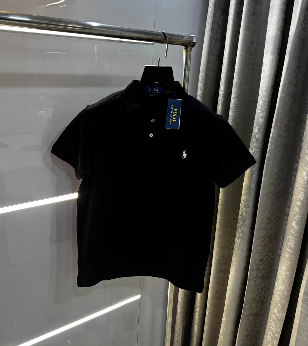 Ralph Laure Black White  logo Embroidery Logo Classic Polo T-Shirt