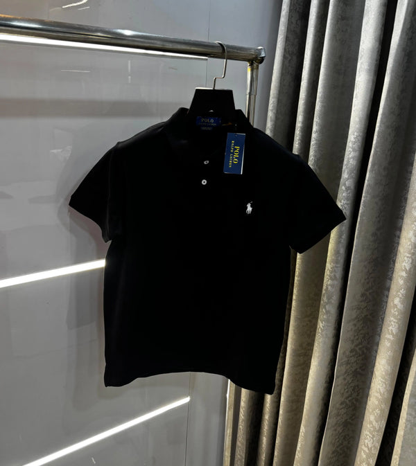 Ralph Laure Black White  logo Embroidery Logo Classic Polo T-Shirt