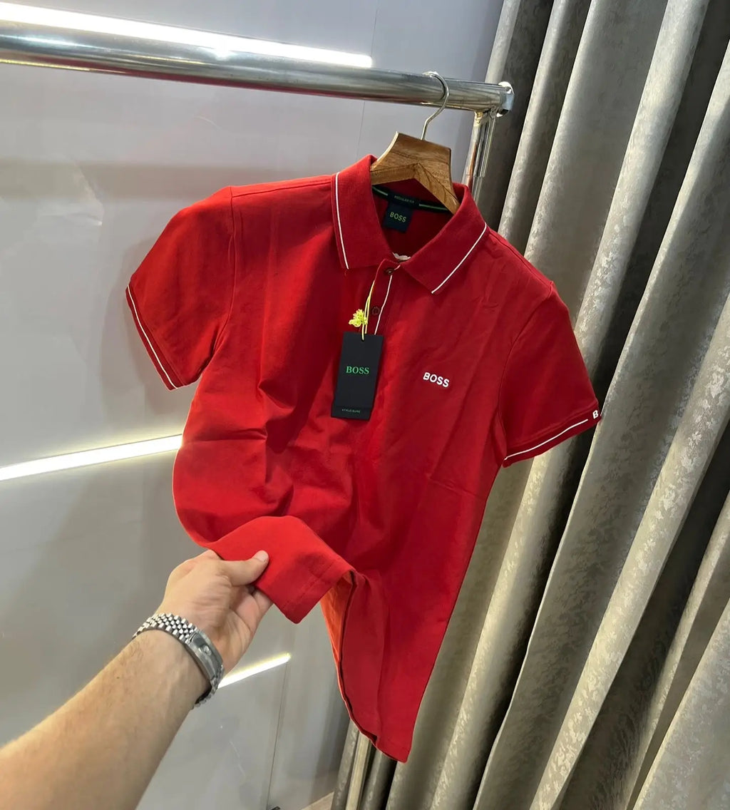 Hugo Bos s Red  Premium Polo T-Shirt