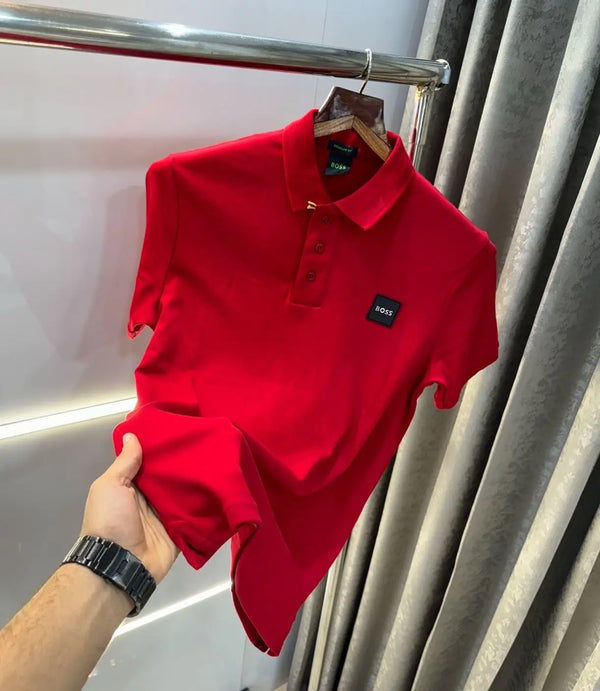 Hugo Bos s Red Pach logo Premium Polo T-Shirt