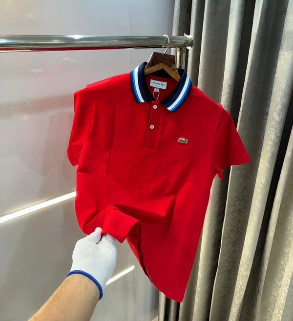 Lacost e Red Embroidery Logo Premium Polo T-Shirt