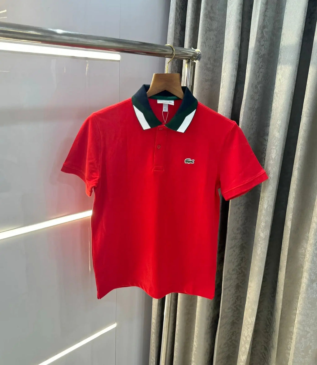 Lacost e Red Embroidery Logo Premium Polo T-Shirt