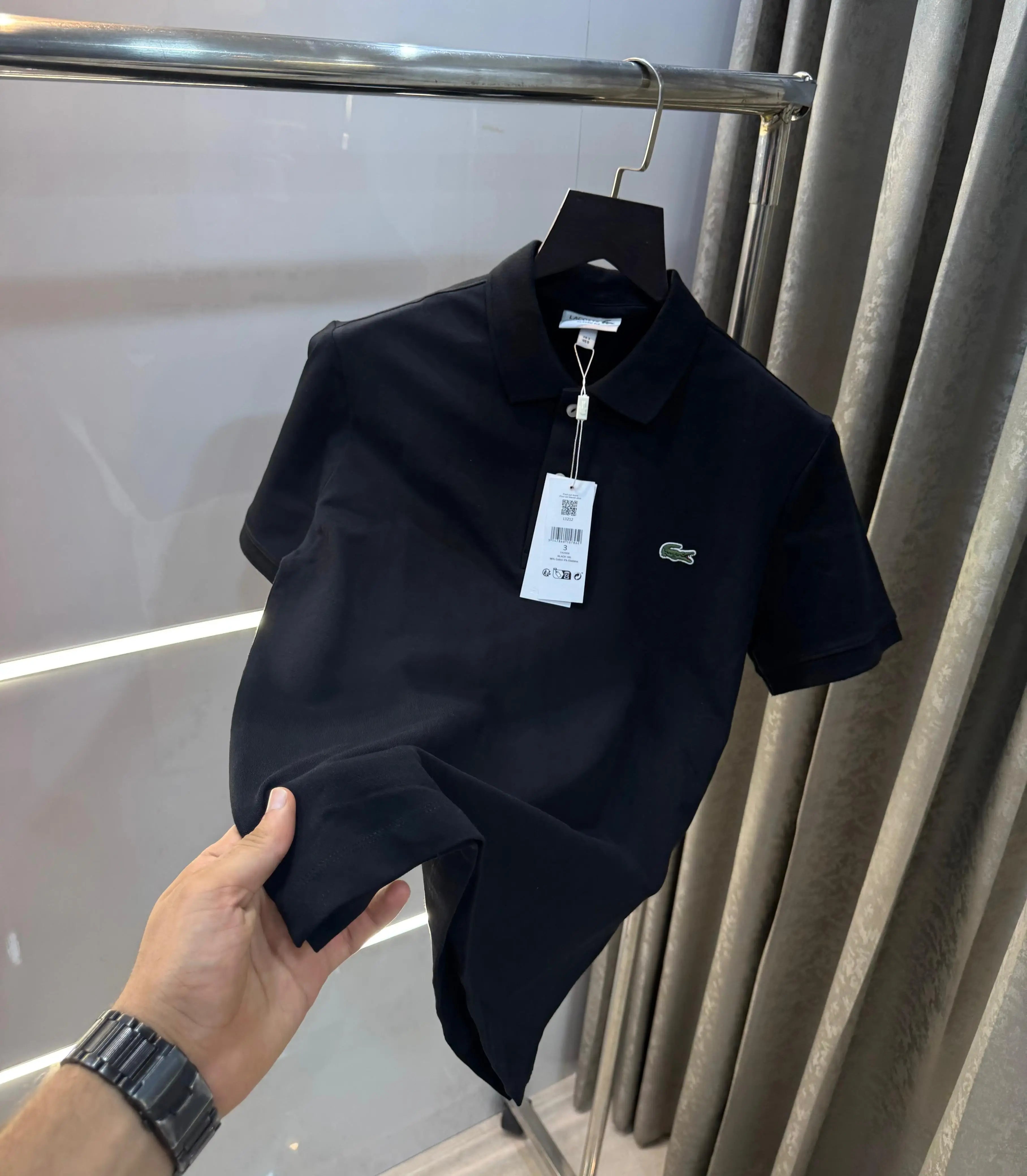 Lacost e Black  Embroidery Logo Premium Polo T-Shirt