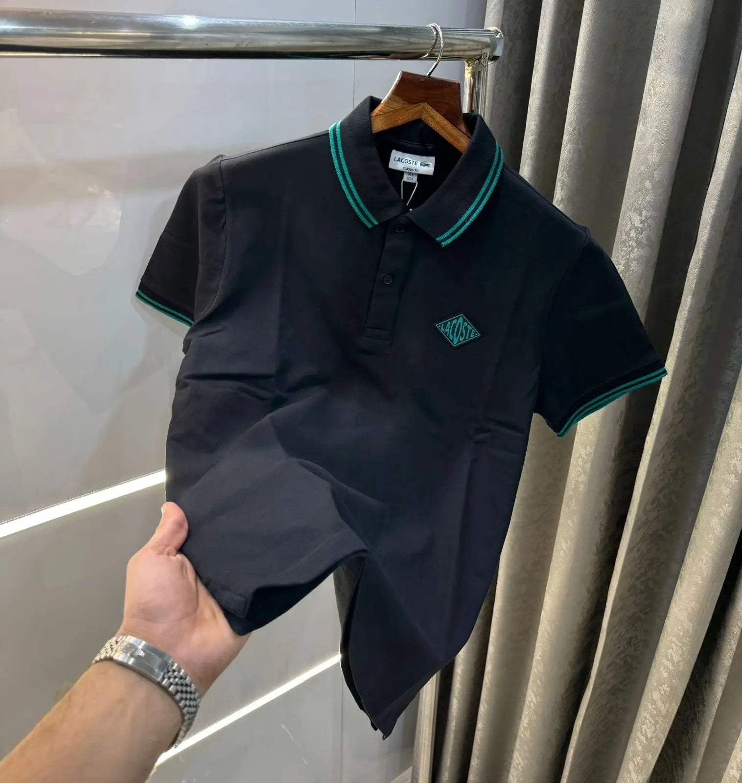 Lacost e Black  Embroidery Logo Premium Polo T-Shirt