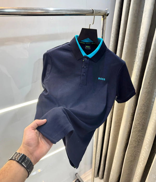 Hugo Bos s Navy Blue Premium Polo T-Shirt